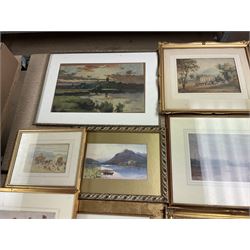 Collection of 19th and early 20th century watercolours, artists including Fred R Gibson, Joseph Pighills, Norman Wilkinson, George Anderson Short, George Stratton Ferrier,  John Dobby Walker, WH Gray, William Woodhouse, R Thomas, Claude Hayes, W Harrison, Mary Weatherill, Robert Houston, Tom Jones, etc (17)