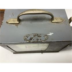 Collection of textile equipment, comprising, Goodbrand & Co. mahogany and brass yarn tester, Negretti & Zambra barograph and two sets of precision scales