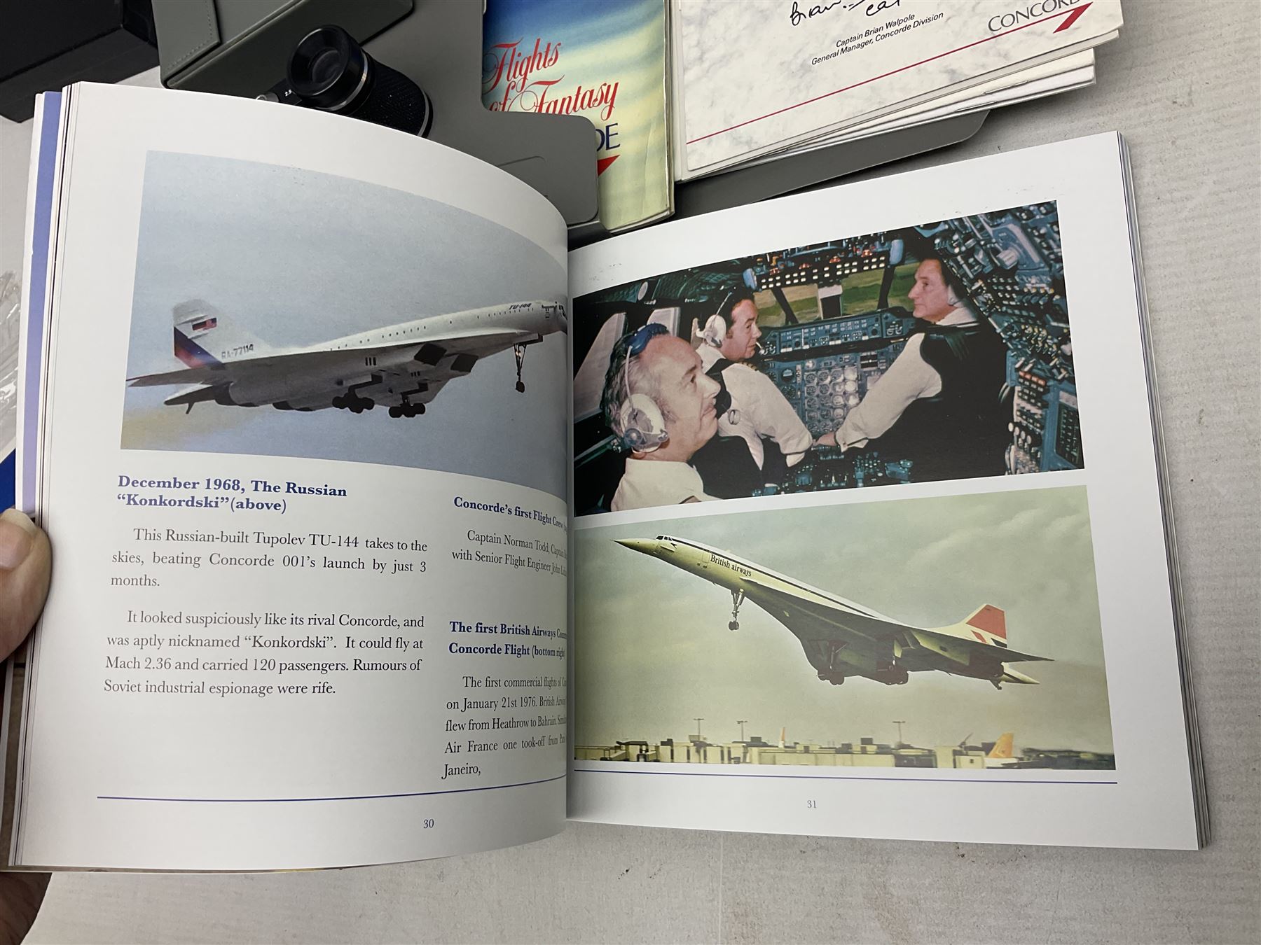 Queen Elizabeth II Gibraltar 2019 'The Concorde 50th Anniversary Gold Sovereign Prestige Set', comprising full, half and quarter sovereigns, cased with certificate, together with various items of Concorde memorabilia including cased binoculars, flight certificate for Heathrow to Moscow, 'Concorde Through The Lines' photographic tribute book etc