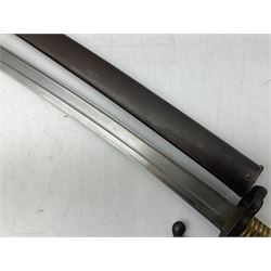 French model 1866 sabre bayonet, the 57.5cm curving blade marked St. Etienne 1868; in associated steel scabbard L71cm overall
