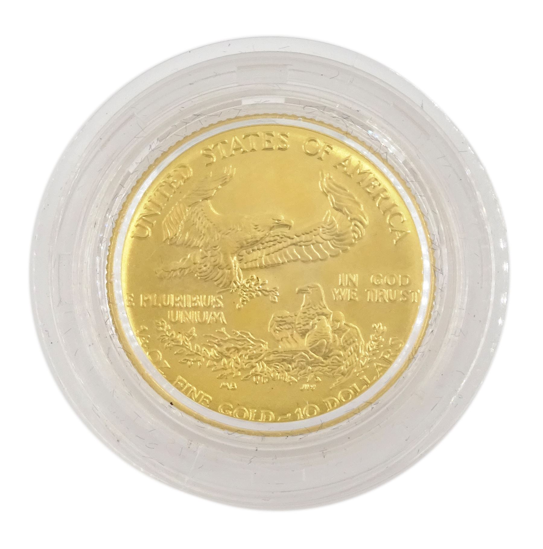 Two gold coin set comprising Queen Elizabeth II 1957 gold full sovereign coin and United States of America 2007 quarter ounce fine gold ten dollar coin, housed in a display case
