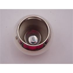 Modern silver mounted 'Witchball' table lighter, of plain spherical form, hallmarked William Comyns & Sons Ltd, London 1974