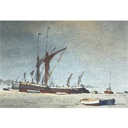 Sidney Cardew (British b.1931):Thames Sailing Barges, pair watercolours signed and dated 1988, artists label verso 13cm x 18cm (2)
Notes: Cardew was a member of the Wapping Group