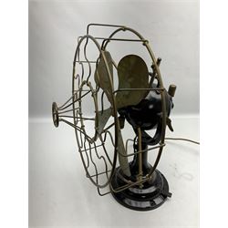 1930s Art Deco cast iron and brass Verity's Junior electric table fan, no 27159, H45cm
