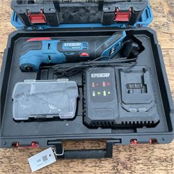 Erbauer EMT18-Li-QC cordles multi tool with charger and accessories together with corded Erbauer angle grinder in carry cases - THIS LOT IS TO BE COLLECTED BY APPOINTMENT FROM DUGGLEBY STORAGE, GREAT HILL, EASTFIELD, SCARBOROUGH, YO11 3TX
