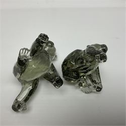Swarovski Crystal gorilla family group, comprising an adult and two cubs, adult H11cm