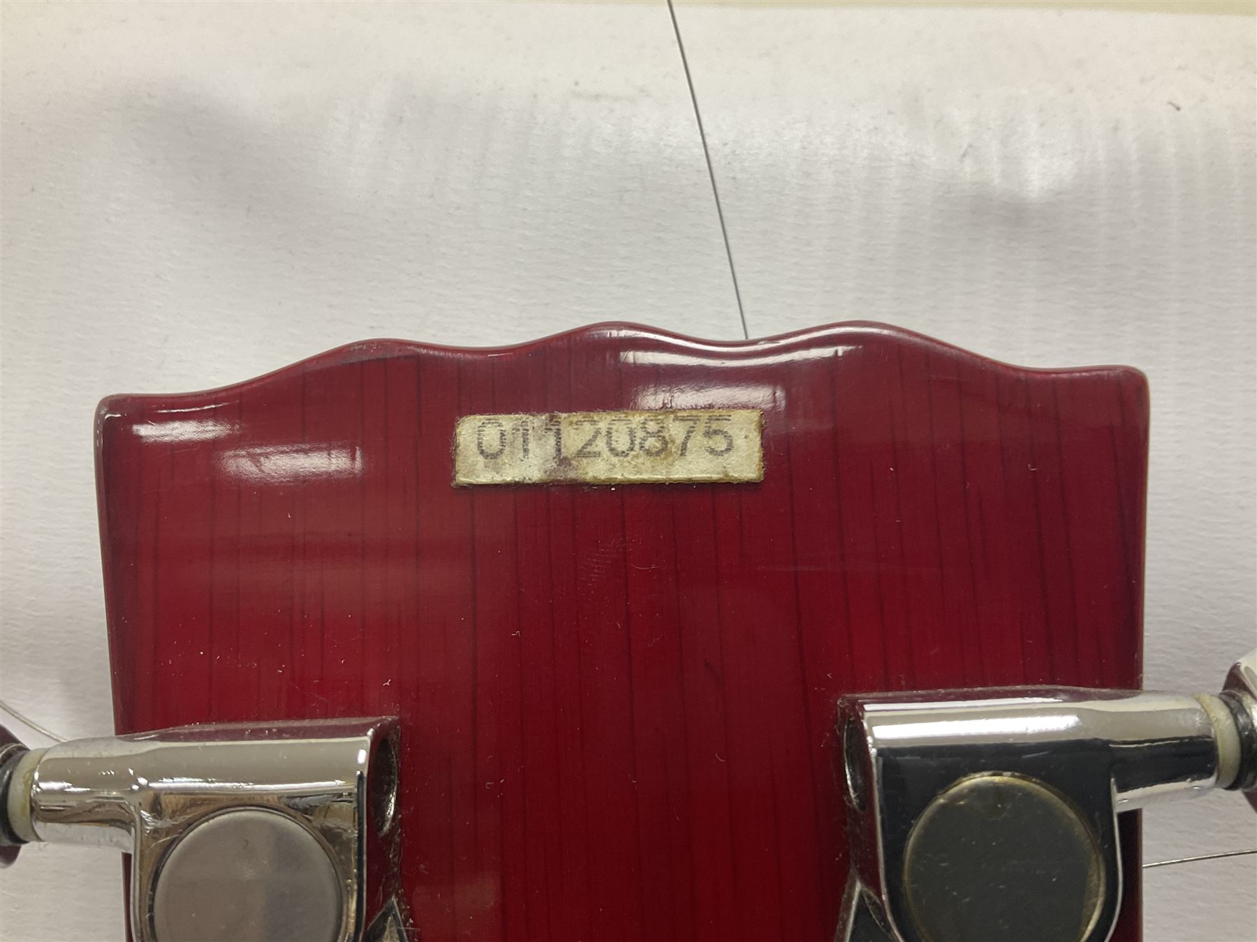 Vintage VS6M Reissued Series six string electric guitar, with solid body in cherry red finish, in carrying case, guitar L103cm