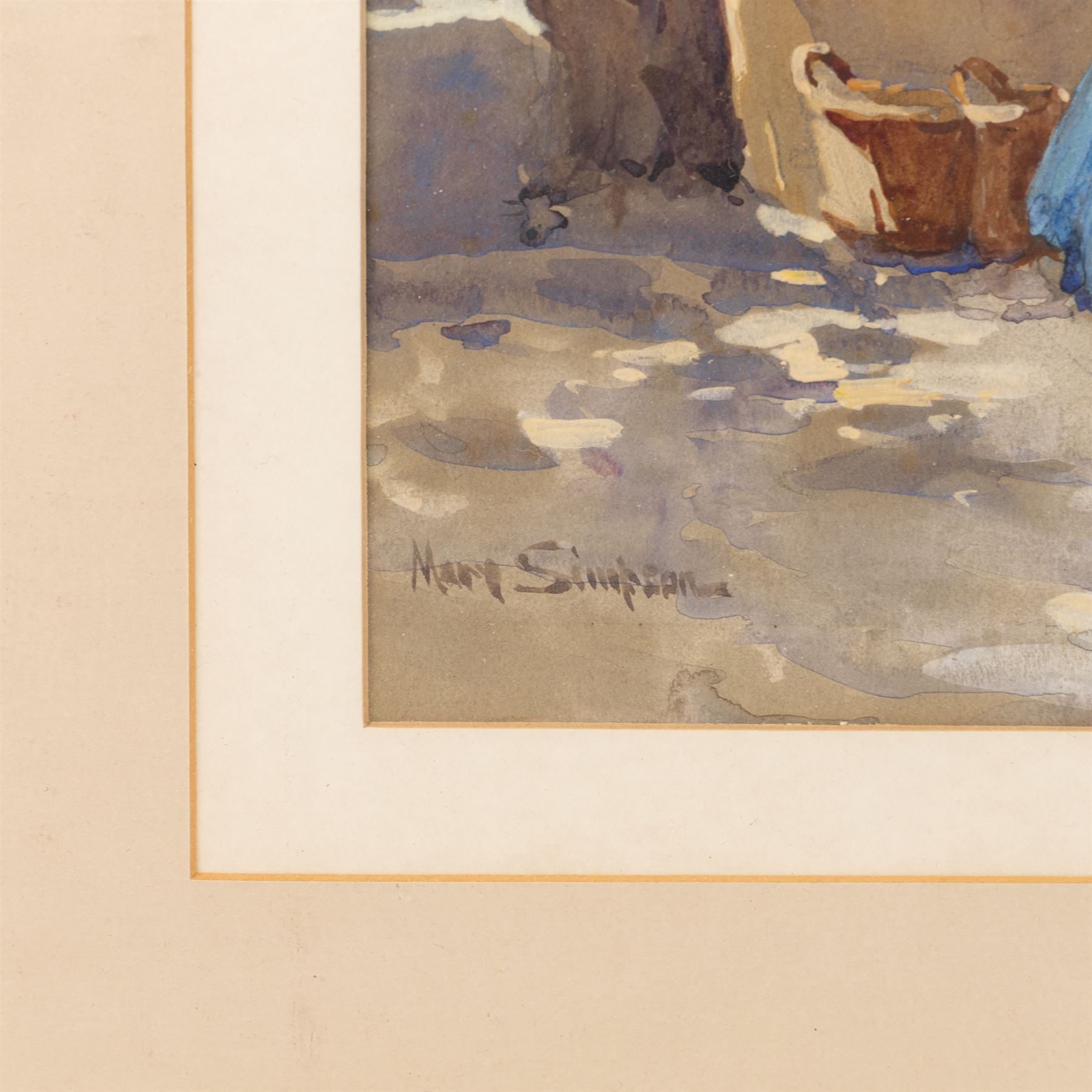 Mary Goudie Simpson (British 1869-1934): 'Vegetable Stall - Bruges', gouache signed, titled verso; Jean Fletcher (British 20th Century): 'St Anne's Square', mixed media signed and dated '95; together with two still lifes, oils on board signed K T and L I Warburton one dated 1906 max 45cm x 45cm (4)
