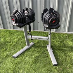 Body Power Bowflex - adjustable dumbbells on stand 4kg - 41kg - THIS LOT IS TO BE COLLECTED BY APPOINTMENT FROM DUGGLEBY STORAGE, GREAT HILL, EASTFIELD, SCARBOROUGH, YO11 3TX