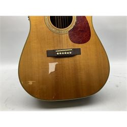 Tanglewood Earth 1000 electro-acoustic guitar, with ivory coloured trim and abalone inlay, serial no. 02050489, L103cm