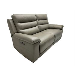 Violino - 'Atlanta' three-seat electric reclining sofa (W200cm, H100cm, D89cm); matching two-seat electric reclining sofa (W158cm); and matching electric reclining armchair (W100cm); upholstered in grey leather