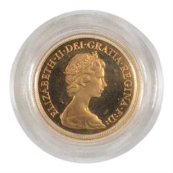 Queen Elizabeth II 1980 gold proof full sovereign coin, cased with certificate