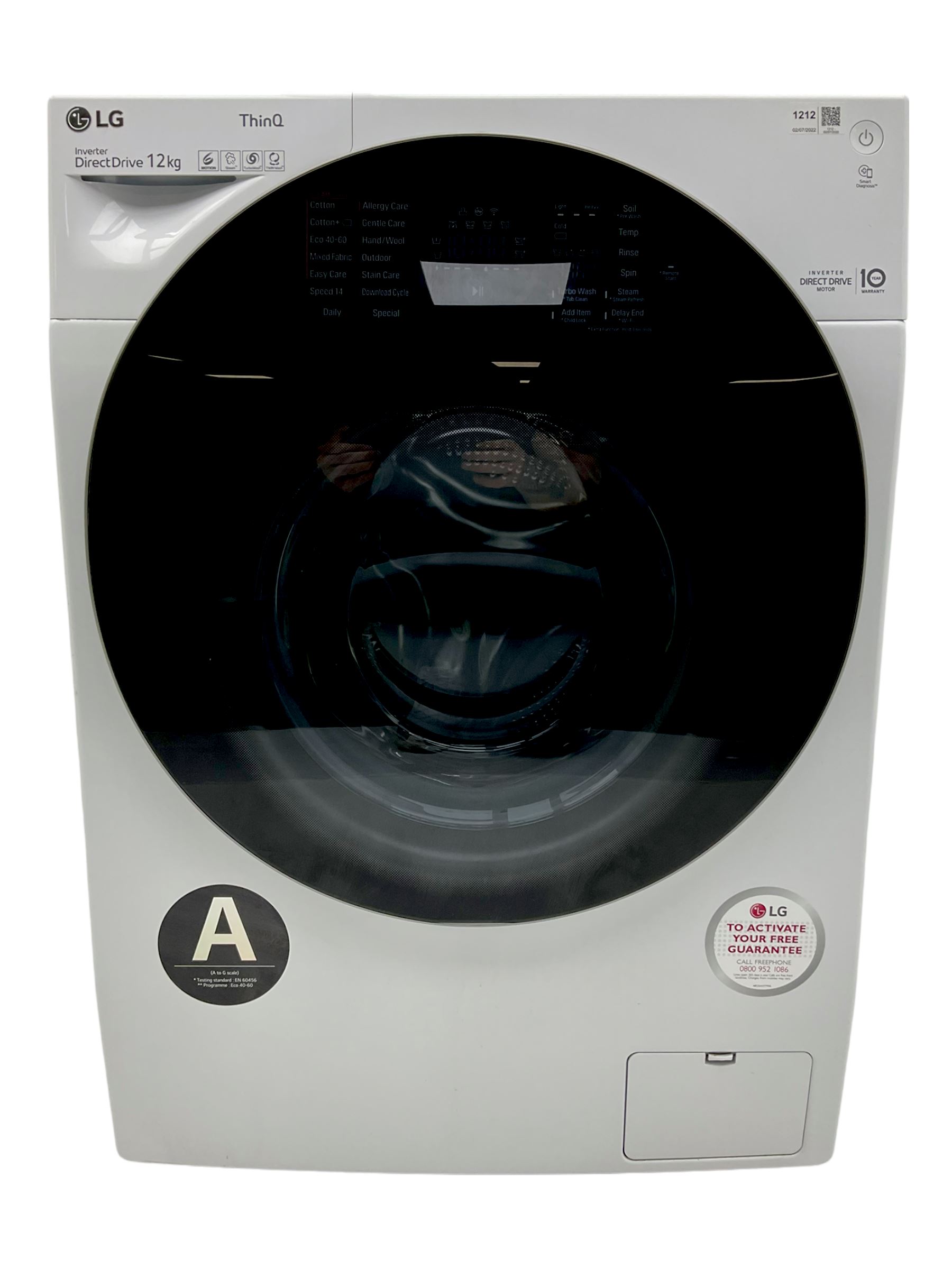 LG ThinQ FH4G1BCS2 Direct Drive12kg washing machine with turbo wash