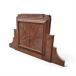 Large art deco style oak clock, removed from a school with electric movement 
