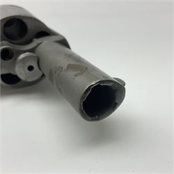 The major parts only of a British Bull-Dog .500 Boxer five-shot revolver comprising stripped down framework, cylinder, trigger with guard, functioning hammer and two-piece chequered grip; retailed by G. Goth Buenos Ayres; Belgian proof marks; L19.5cm overall; in fitted mahogany case 