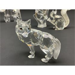 Twenty nine Swarovski Crystal animals, to include koala and baby, in frosted tree branch, elephants, polar bears, squirrel, monkeys, panda, unicorn and snails, etc 