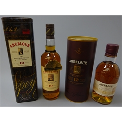  Aberlour Pure Single Highland Malt Whisky, aged 10 years in presentation tin, and Aberlour Double Cask Matured Highland Single Malt Scotch Whisky, 12 years old, older style bottle in carton, both 70cl 40%vol, 2btls  