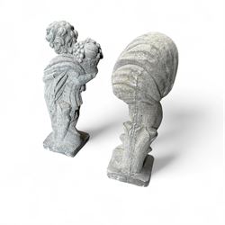 Set of cast stone cherub season statues