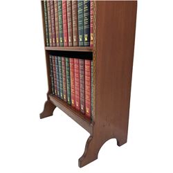 Edwardian inlaid mahogany open bookcase, fitted with five open shelves, complete with a collection of Readers Digest books