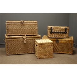  Selection of five various wicker baskets, W85cm, H45cm, D46cm, (maximum size)  