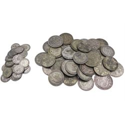 Approximately 563 grams of Great British pre 1947 silver coins, including half crowns, florins and sixpences