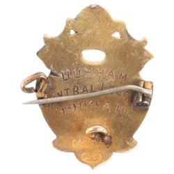 9ct gold enamel football fob/brooch, hallmarked