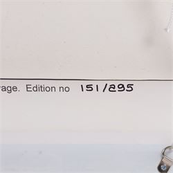 Tracy Savage (Scarborough 1963-): 'Surf's Up', limited edition canvas print, titled and numbered 151/295 verso 114cm x 31cm (unframed)