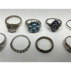 Twenty seven silver and silver-gilt stone set rings, all stamped or hallmarked 