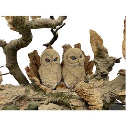 Country Artists 'The Owl's Oak' large figure group by Keith Sherwin, limited edition 53/99, with impressed marks, on wood base
