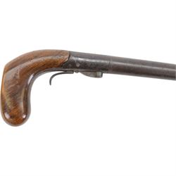 19th century walking stick gun or poacher's stick, with club-shaped handle with a recess for possible attachment of a stock, L84cm

