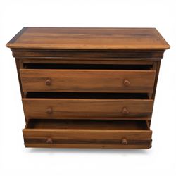 Willis & Gambier - French cherry wood chest fitted with three drawers, on bracket feet