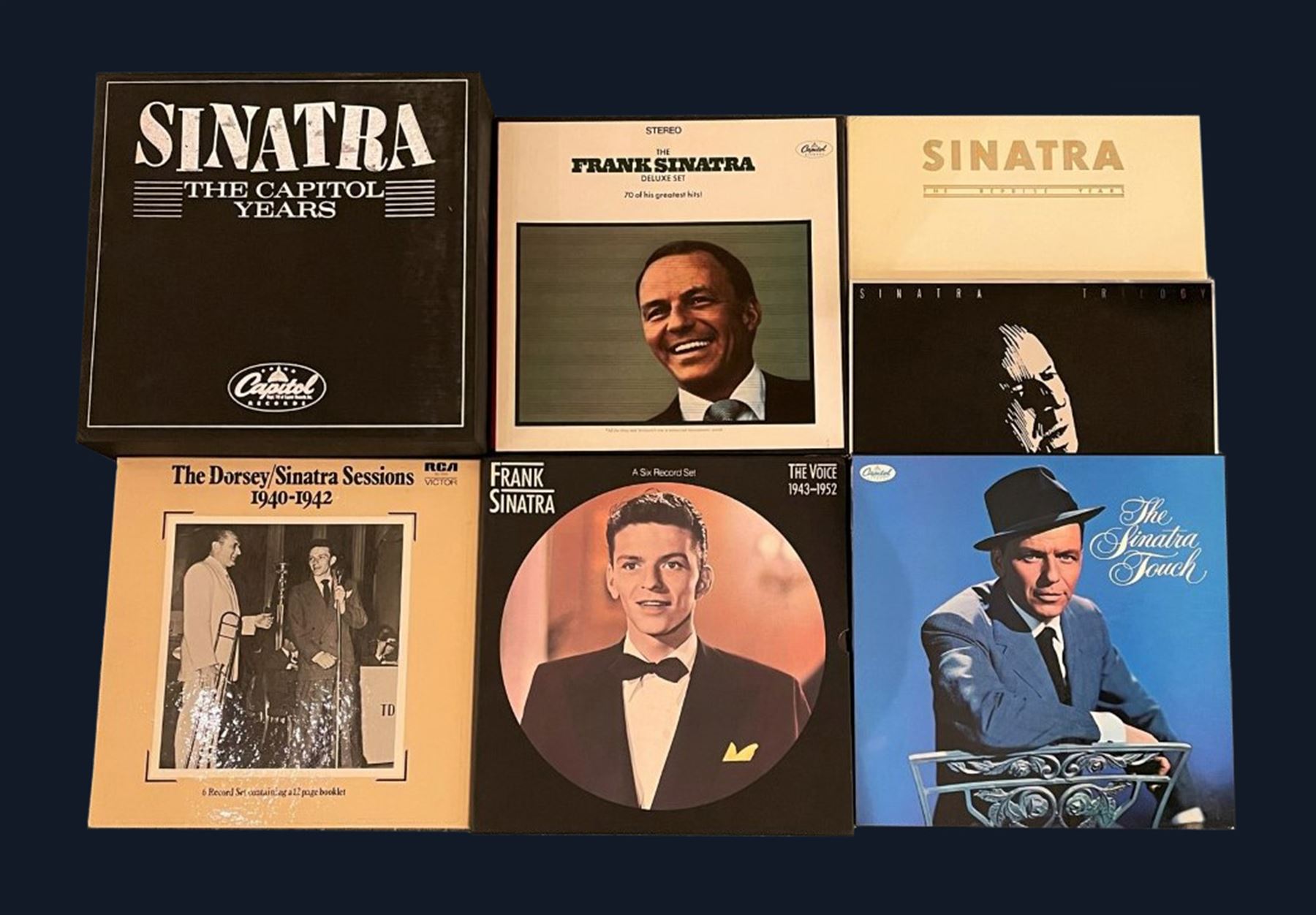 Frank Sinatra LP box sets: The Capitol Years, The Frank Sinatra Deluxe Set, The Dorsey/Sinatra Sessions 1940-1942, Sinatra The Reprise Years etc (7)