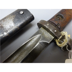  Czechoslovakian bayonet with 30cm blade marked CSZ O, in metal scabbard, a USA pattern 1918 Remington bayonet and a German 1884-98 knife bayonet, both lacking scabbard (3)  
