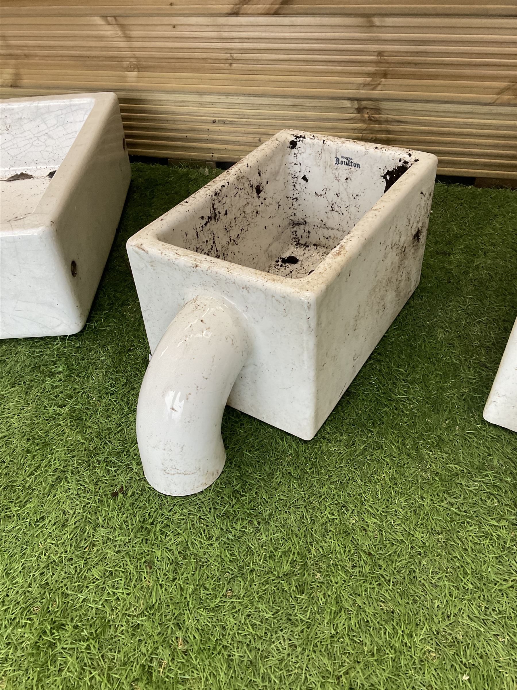 Rectangular glazed shallow sink and pair of royal doulton glazed drinking troughs - THIS LOT IS TO BE COLLECTED BY APPOINTMENT FROM DUGGLEBY STORAGE, GREAT HILL, EASTFIELD, SCARBOROUGH, YO11 3TX