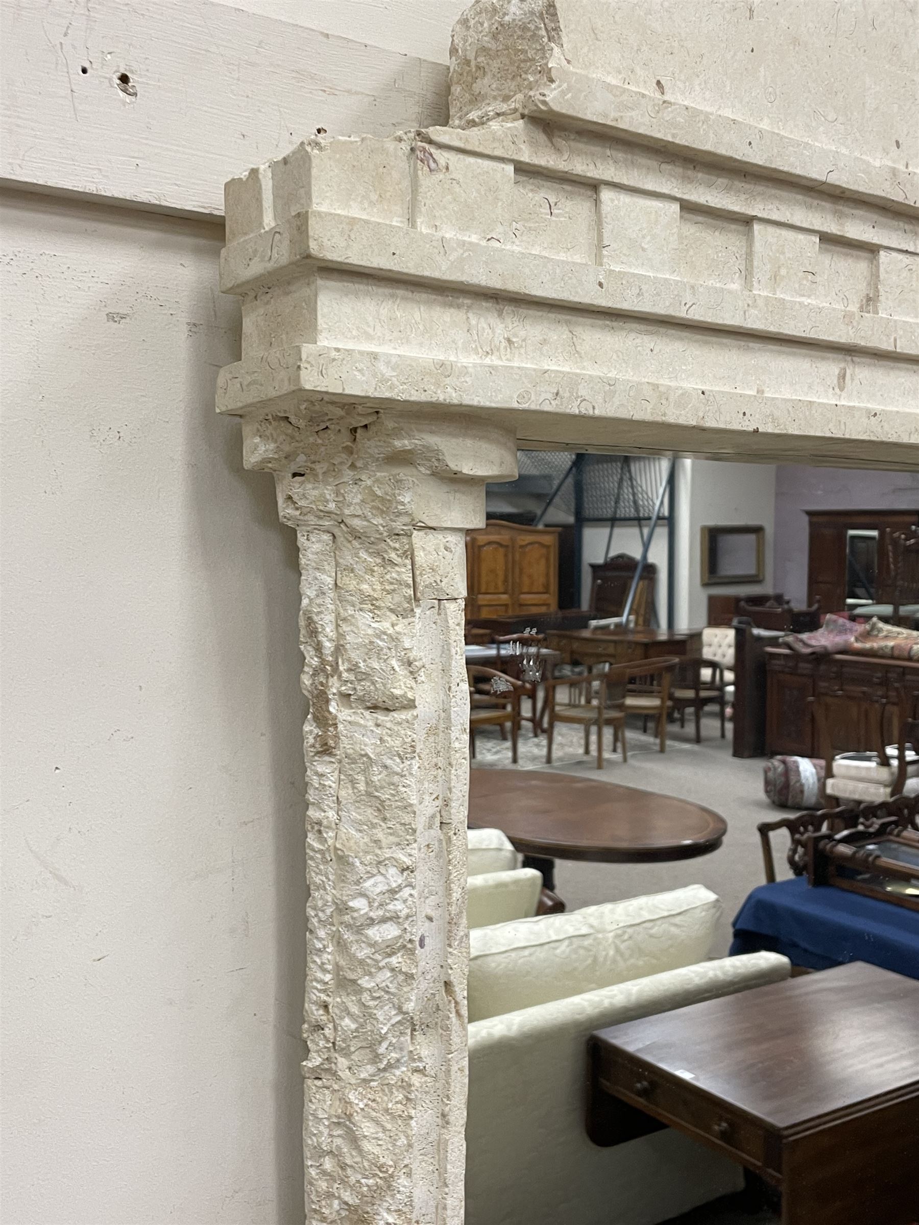 Cast architectural stone effect console table with mirror