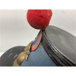 WW1 French Ecole Speciale Militaire Saint-Cyr shako with metallic tricolor cockade and scarlet pompom c1914