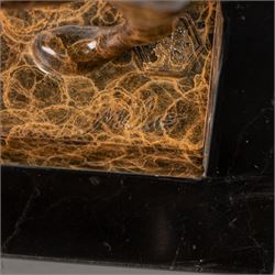 After Milo - Bronze two toned running cheetah, upon a rectangular marble base, with foundry mark, H20cm
