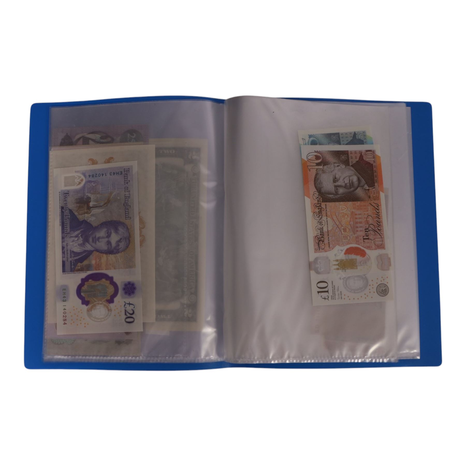 Great British and World banknotes, including many uncirculated examples, housed in ten folders