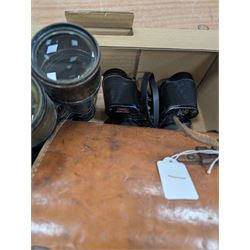 Nine pairs of early 20th century and later binoculars, including Tento 20x50, Nagoya Panoramic 8 x 30, Orr & Sons Madras, DRW 10 x 50, etc some with cases