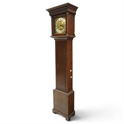 18th century oak longcase clock, brass and silvered dial by John Watson Kirby