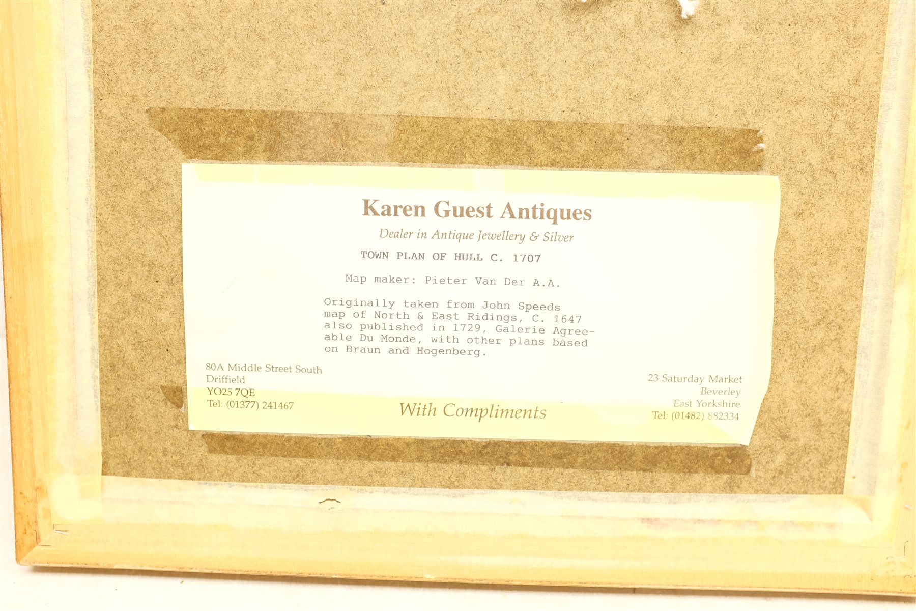 Pieter van der Aa (Dutch 1659-1733): Town Plan of Hull, hand coloured map c.1707, 14cm x 14cm