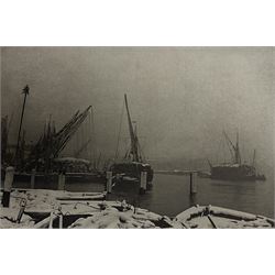 Frank Meadow Sutcliffe (British 1853-1941): 'Dinner Time' - Foulbriggs Field Lealholm Hall Farm, 19th century photographic print signed on the margin in pencil, with embossed border  15cm x 19.5cm; another similar mounted photograph of a Port scene (unframed) (2)