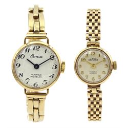 Gradus 9ct gold ladies manual wind bracelet wristwatch, hallmarked and one other 9ct gold wristwatch, hallmarked, on gold expanding strap stamped 9ct