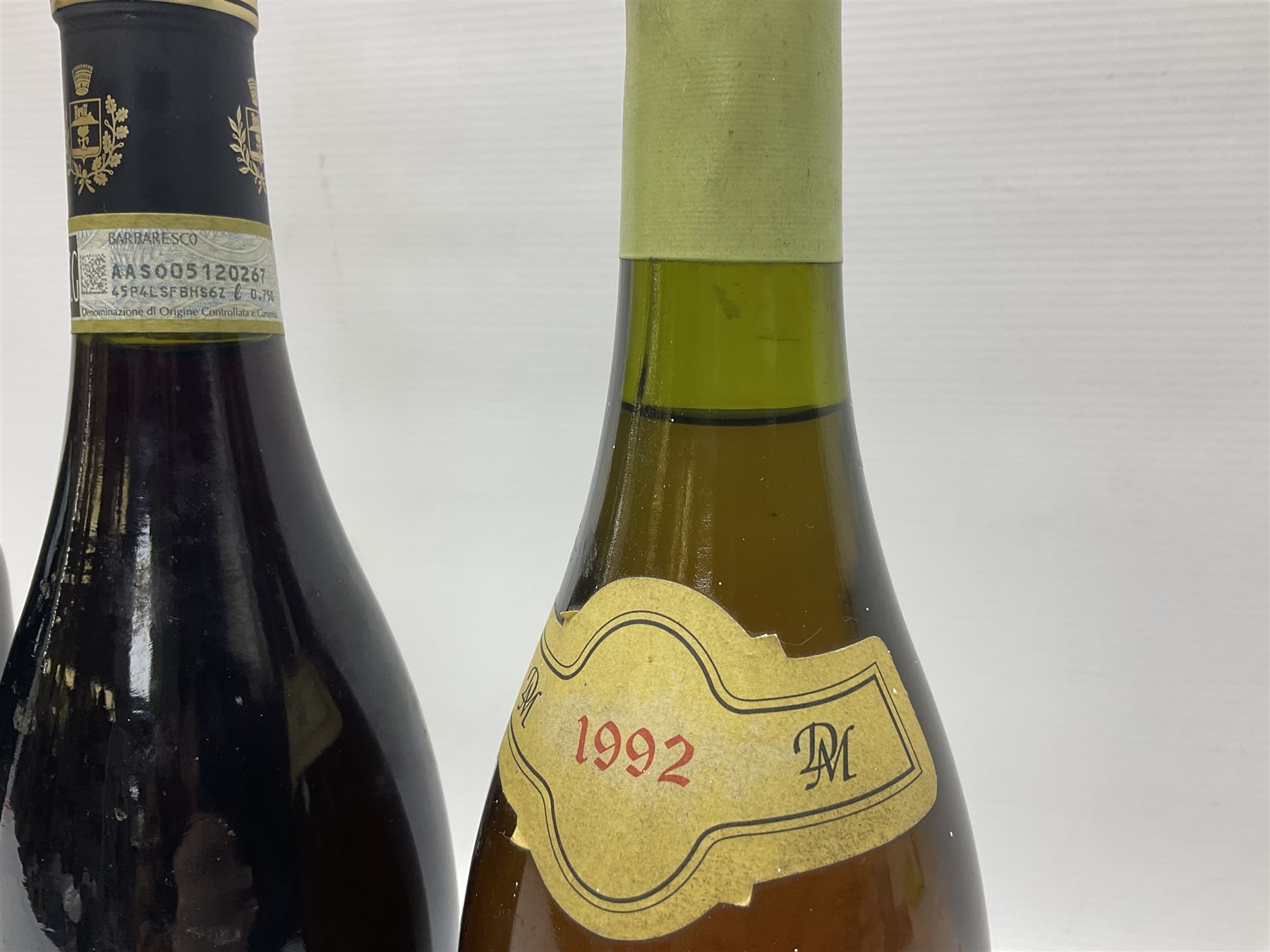 Mixed wine, comprising Araldica Barbaresco 2013, Corsini, 75cl 14% vol, Marques De Murrieta 2007 Gran Reserva Rioja 75cl 14% vol and Domaine Michelot 1992 Meursault 750ml 13% vol (3)