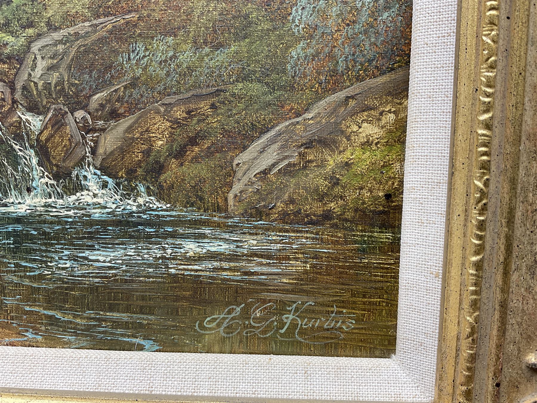 Andrew Grant Kurtis (British 1963-): Mountain and Stream, pair oils on canvas signed 24cm x 19cm (2)