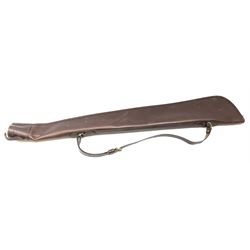 Albion Sporting mid-brown leather shotgun carrying case L130cm