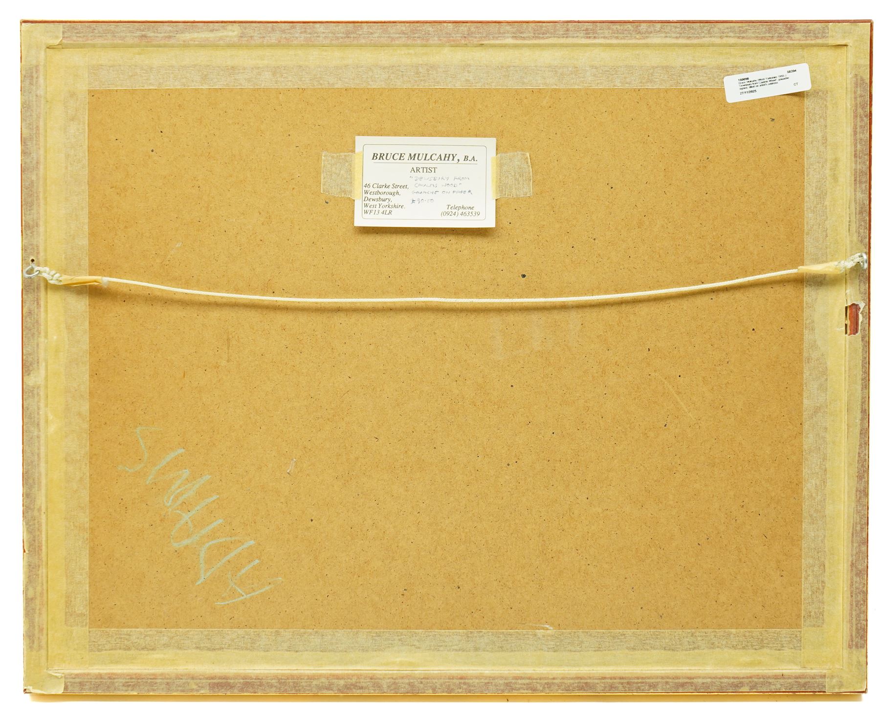 Bruce Mulcahy (West Yorkshire 1955-): 'Dewsbury from Caulms Wood', gouache signed, titled on artist's address label verso 29cm x 40cm