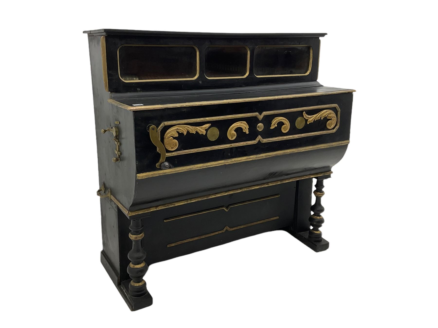 Luis Casali - Late 19th century Spanish barrel organ in ebonised and gilded case