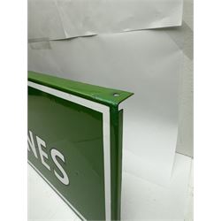 Wills's Woodbine enamel advertising sign, with white and black lettering on a green ground, W73.5cm, H23cm