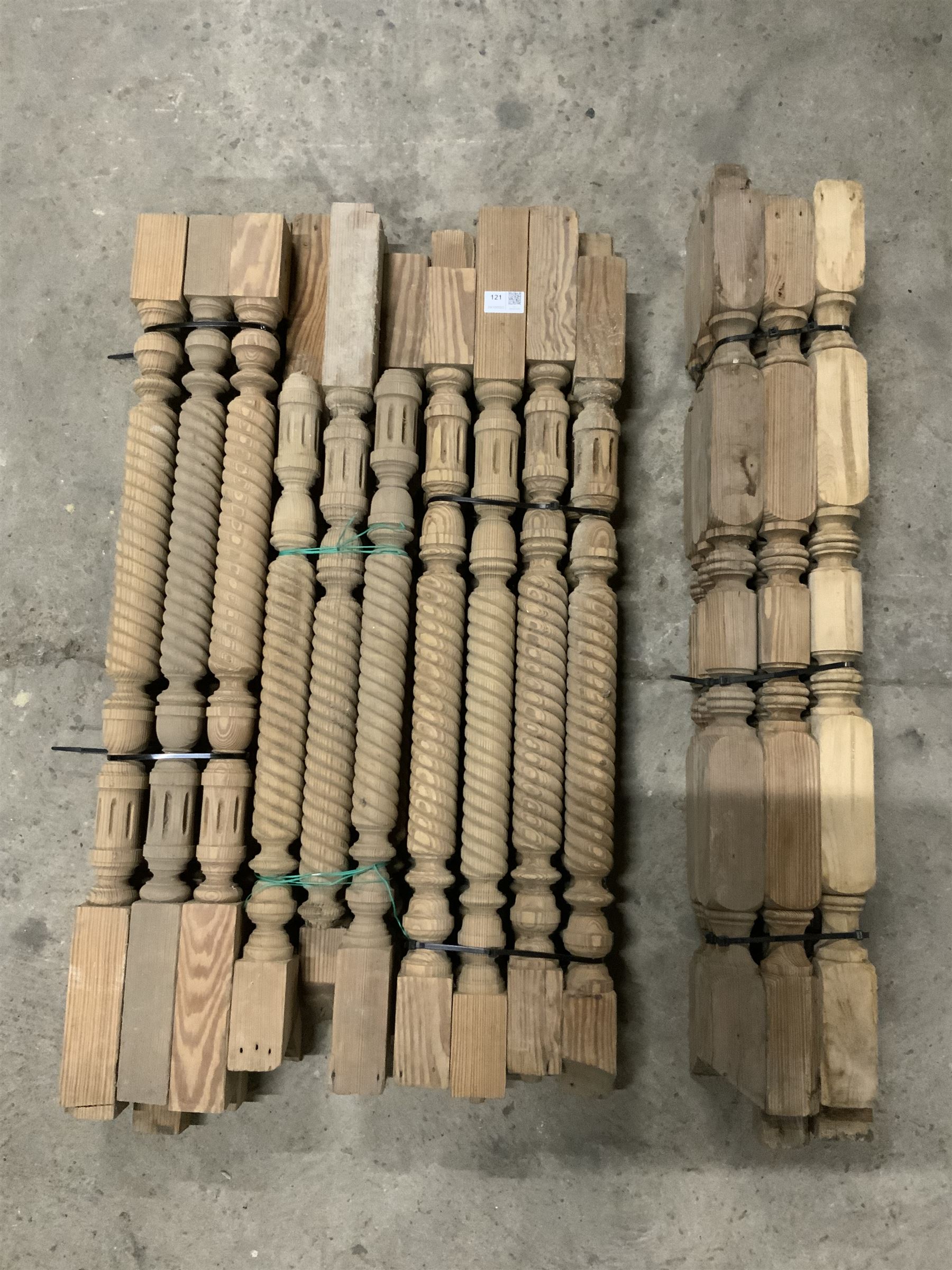 Twenty nine pitch pine staircase spindles, two types - THIS LOT IS TO BE COLLECTED BY APPOINTMENT FROM THE OLD BUFFER DEPOT, MELBOURNE PLACE, SOWERBY, THIRSK, YO7 1QY